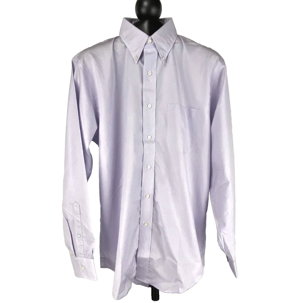 NEW Lands' End Long Sleeve Shirt Mens 15 33 Med, Light Purple Easy Care Cotton